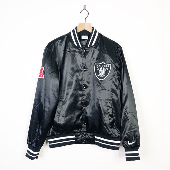 Nike Nfl Raiders Black Satin Bomber 